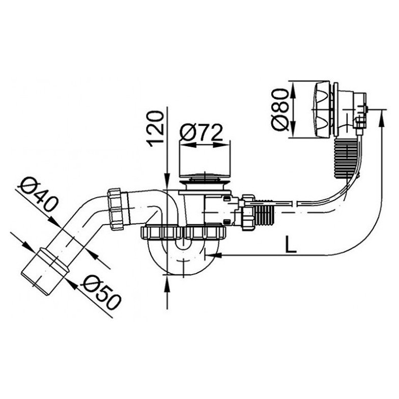 Сифон для ванни, хром Styron  (STY-536-A-K)