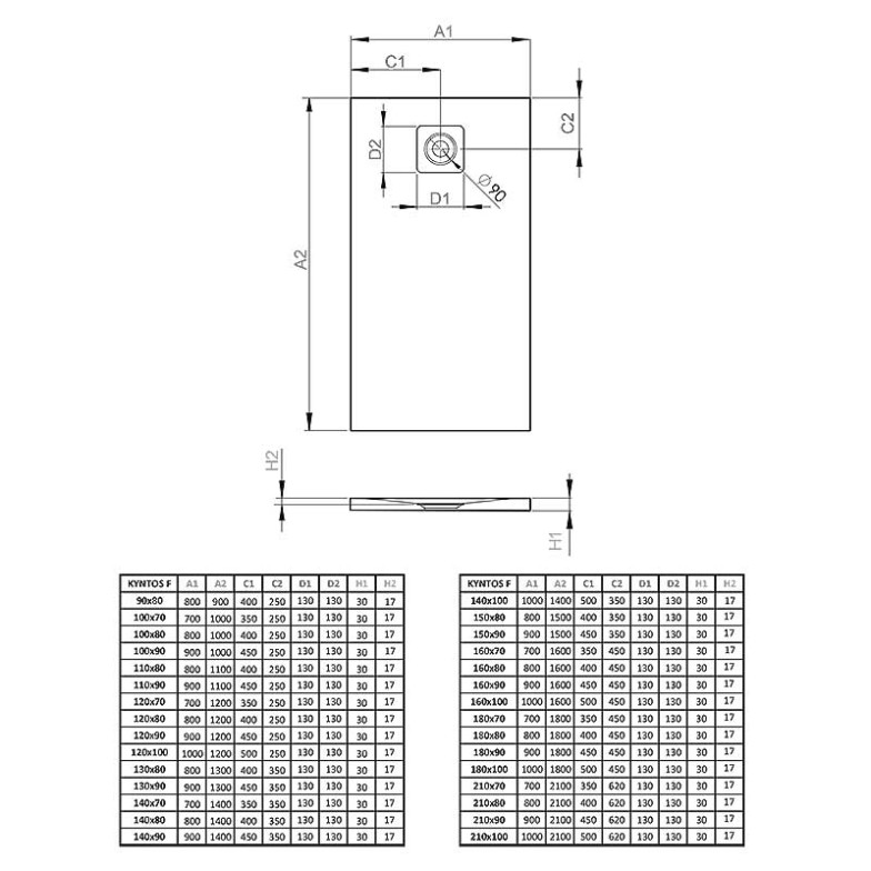 Піддон Kyntos F 140x100 Radaway  (HKF140100-04)