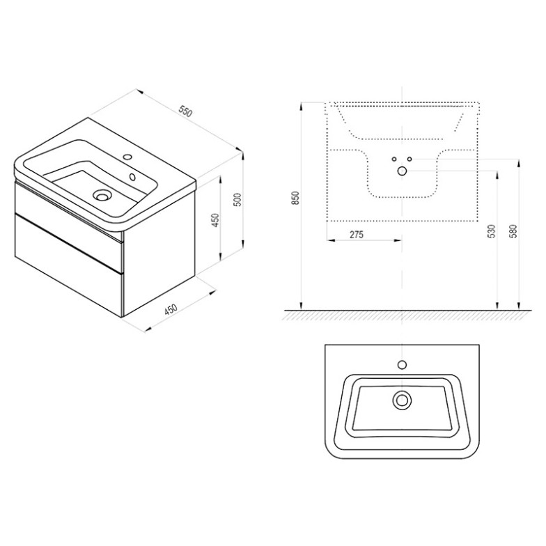 Шафка для раковини SD 10° II 55 Ravak  (X000001283)