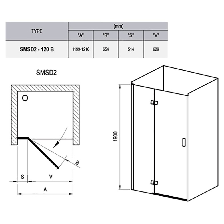 Душові двері SMSD 2-120 B-R Transparent Ravak  (0SPGBA00Z1)