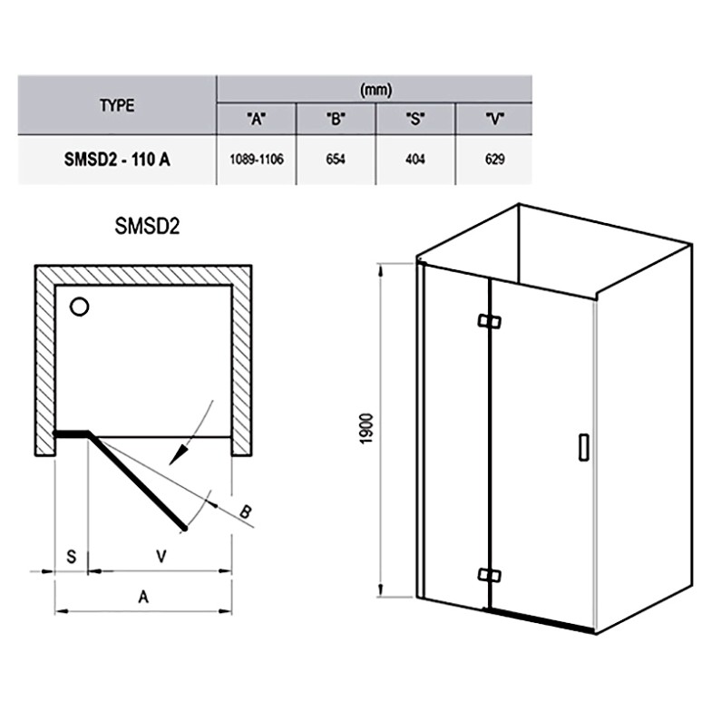 Душові двері SMSD 2-110 A-R Transparent Ravak  (0SPDAA00Z1)