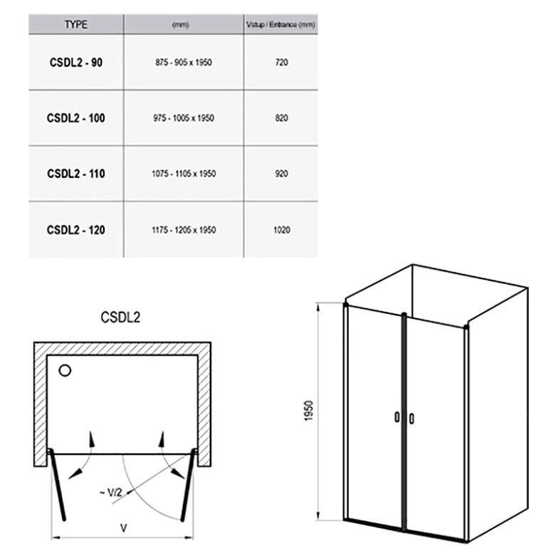 Душові двері CSDL 2-120 Ravak  (0QVGCC0LZ1)