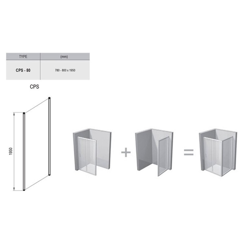 Душова стінка CPS-80 Transparent + сатиновий Ravak  (9QV40U00Z1)