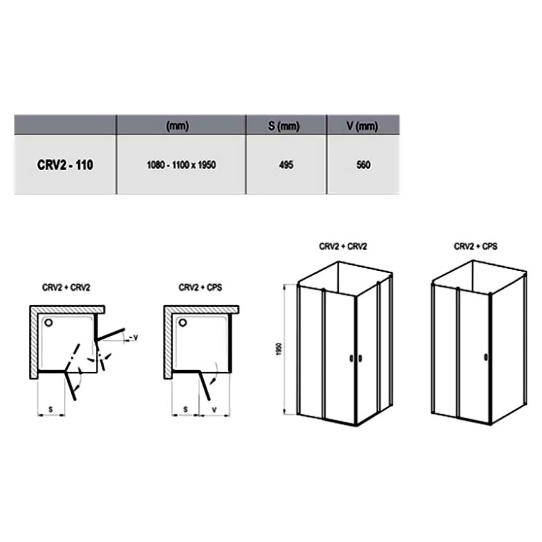 Душова штора CRV 2-110 Transparent + сатиновий Ravak  (1QVD0U00Z1)