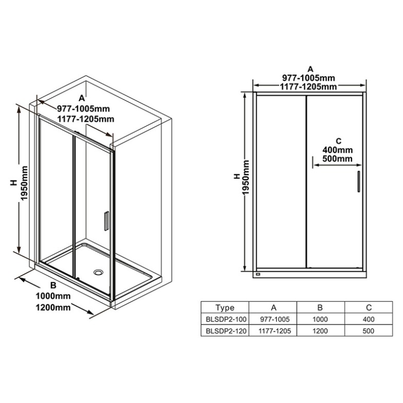 Душові двері BLSDP 2-120 Transparent Ravak  (X0PMG0C00Z1)