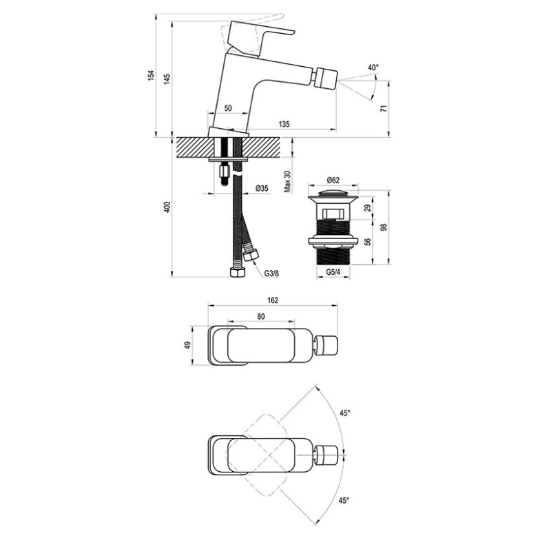 Змішувач 10° Free TD F 055.20 Ravak  (X070155)