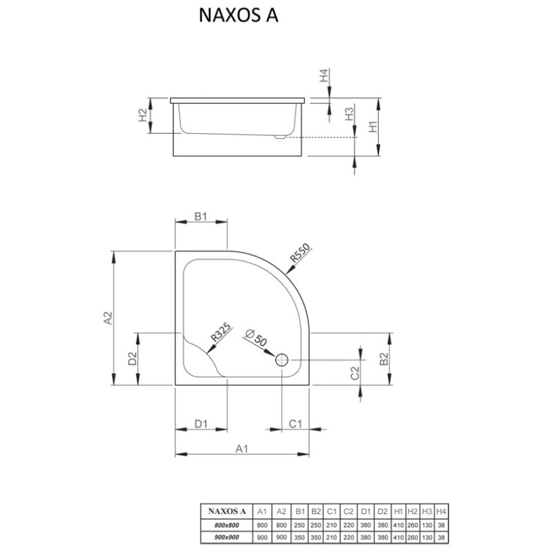 Піддон Naxos A80 Radaway  (SBA8841-1)