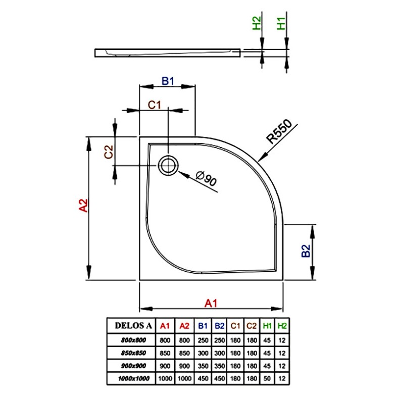 Піддон Delos A 80x80 Radaway  (SDA0808-01)