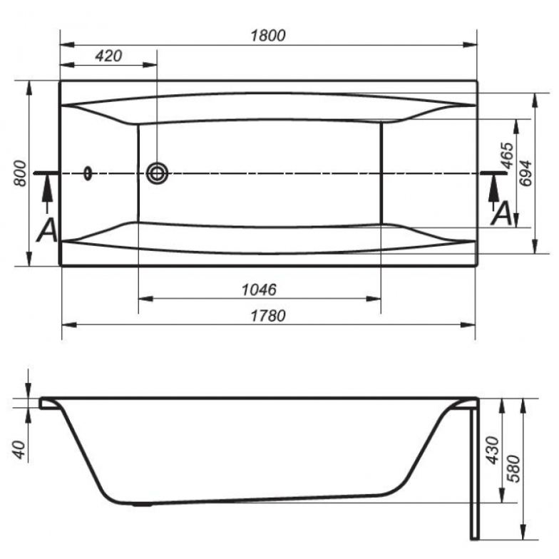 Акрилова ванна Virgo 180x80 Cersanit  (S301-103)