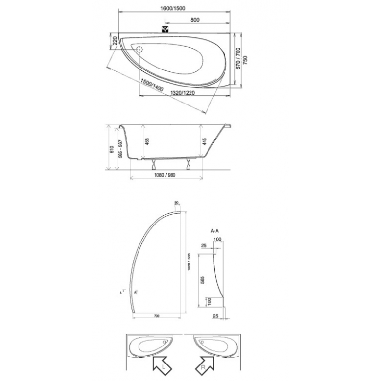 Акрилова ванна Avocado 150х75 права Ravak  (CS01000000)