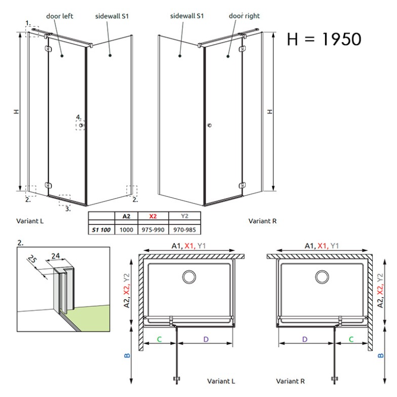 Душова стінка Torrenta S1 100 Radaway  (1330100-01-01)