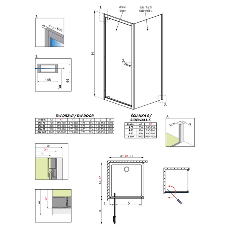 Душові двері Twist DWJ 80 Radaway  (382001-01)