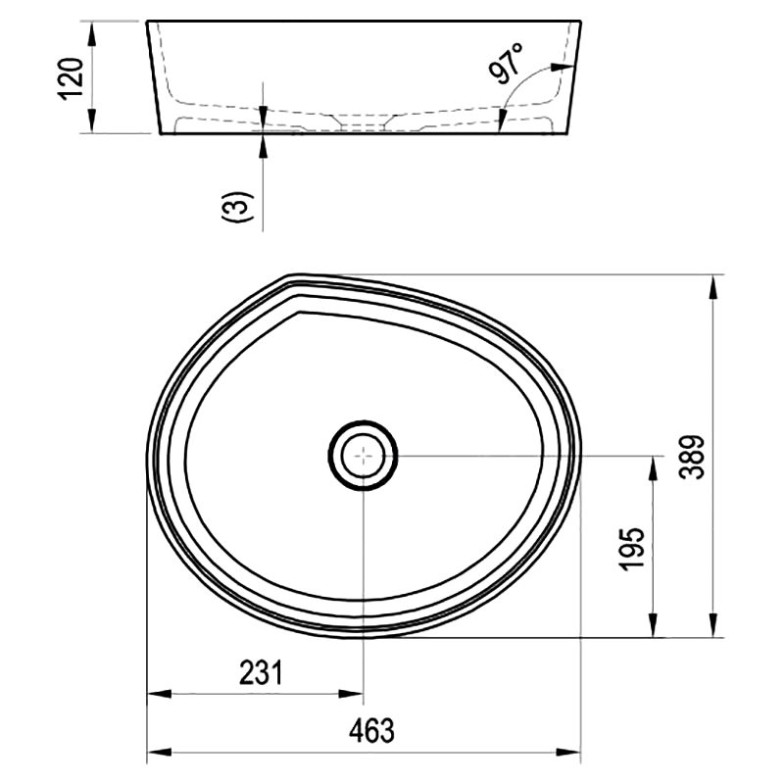 Раковина Moon 3 46 накладна Ravak  (XJN01300004)