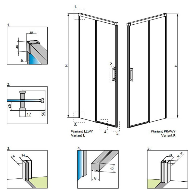 Душові двері Idea DWJ 140 R Radaway  (387018-01-01R)