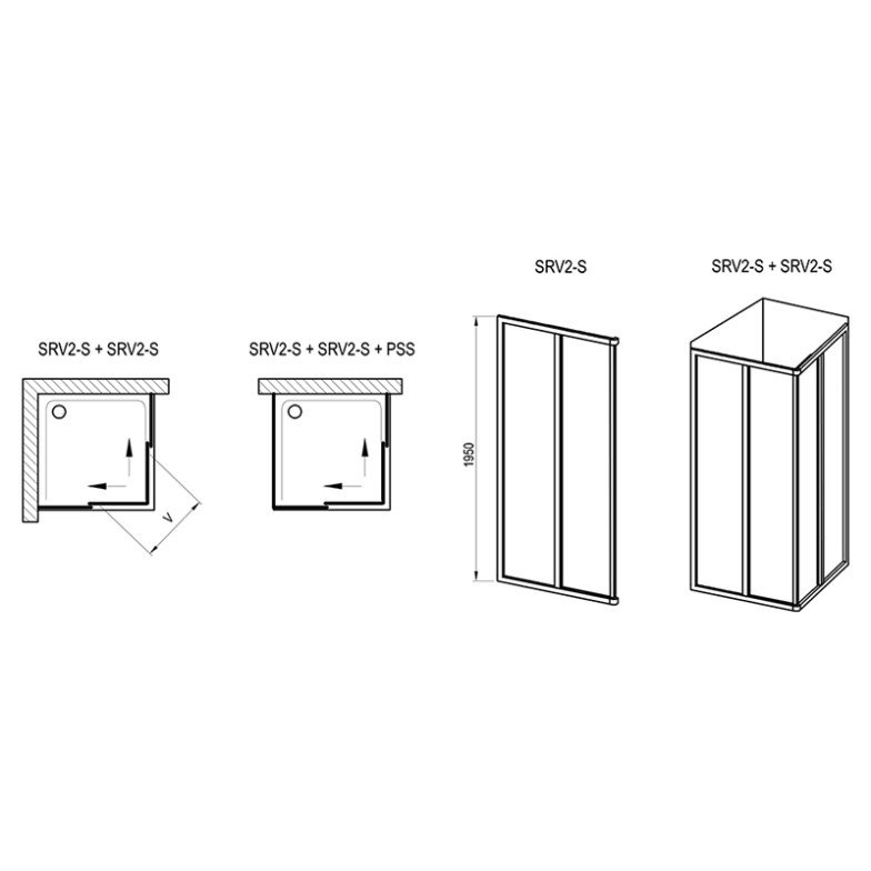 Душова штора SRV 2-80 S Transparent+сатин Ravak  (14V40UO2Z1)