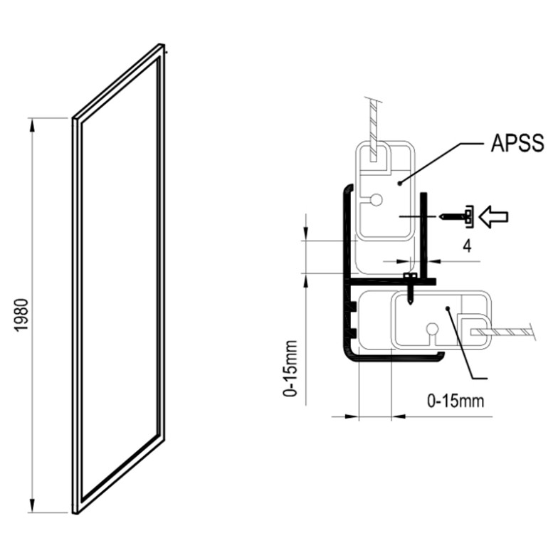 Душова стінка APSS-75 Transparent+білий Ravak  (940301R2Z1)