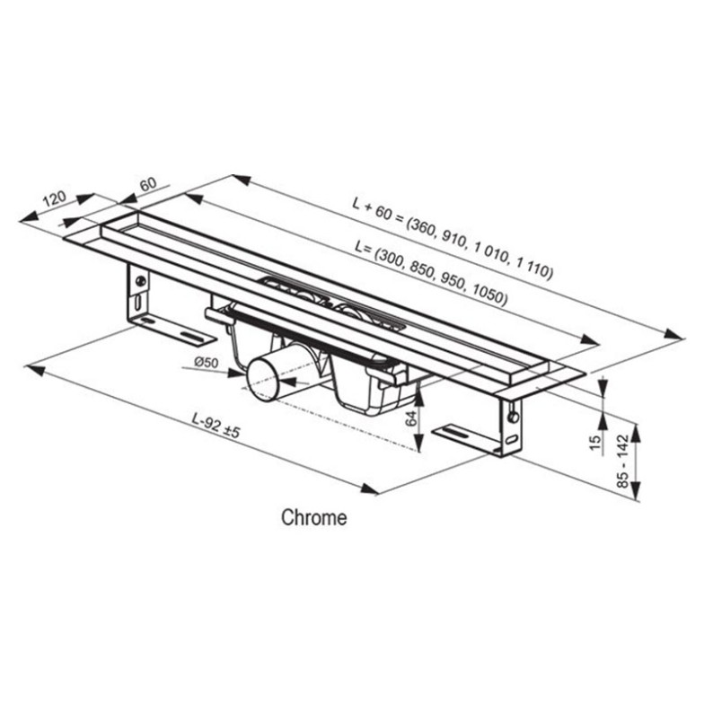 Душовий канал Chrome 1050 Ravak  (X01429)