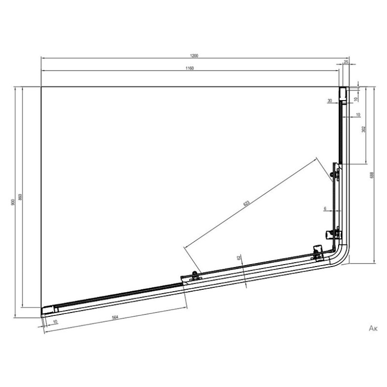 Душова кабіна 10 ° 10AP4 120 Transparent Ravak  (0ZVG70C00Z1)