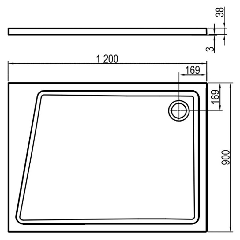 Піддон Gigant Pro 10 ° 120x90 R Ravak  (XA05G70101P)