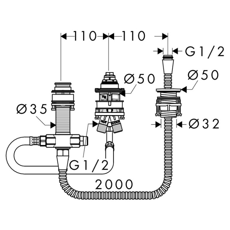 Прихована частина для 71313000 HansGrohe  (13439180)