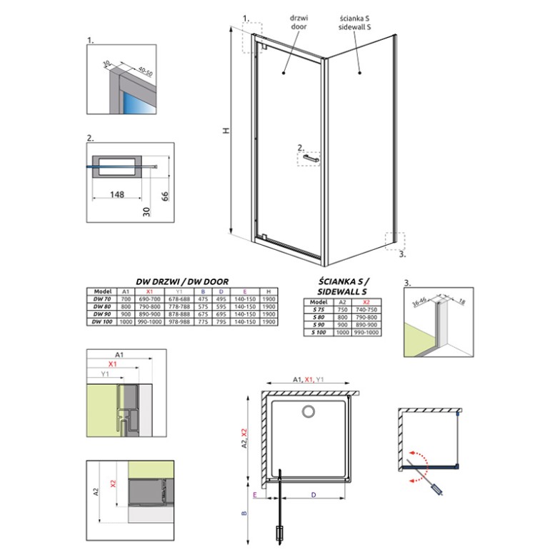 Душова стінка Twist S 75 Radaway  (382010-01)