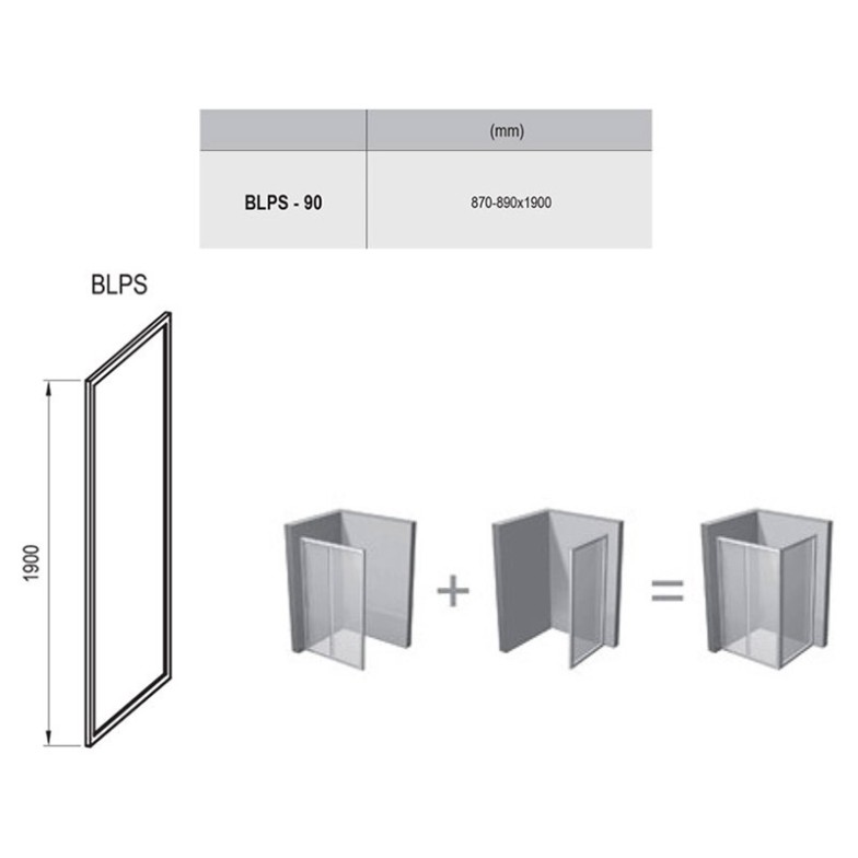 Душова стінка BLPS-90 Transparent + сатиновий Ravak  (9BH70U00Z1)