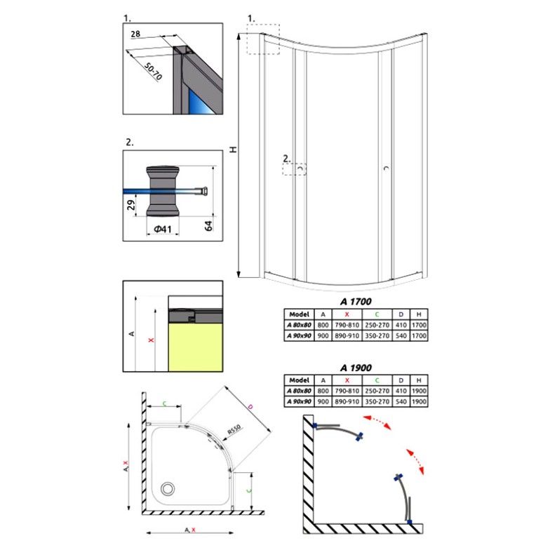 Душова штора Premium A 90x90 Radaway  (30403-01-01)