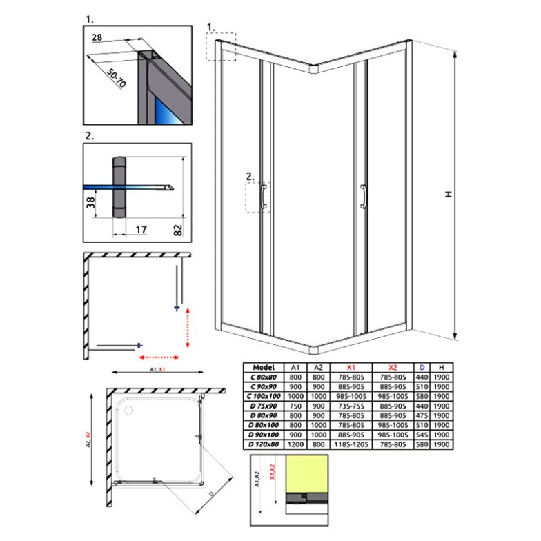 Душова штора Premium Plus D 100x80 коричнева Radaway  (30434-01-08N)