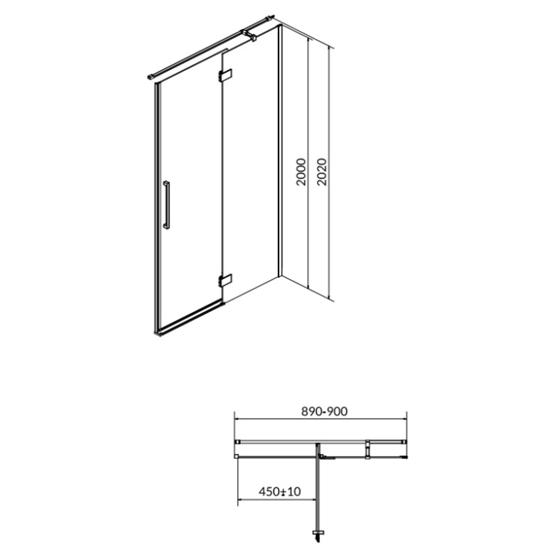 Душові двері Crea 90x200 R Cersanit  (S159-006)