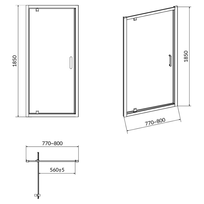 Душові Двері Pivot Basic 80x185 Cersanit  (S158-001)