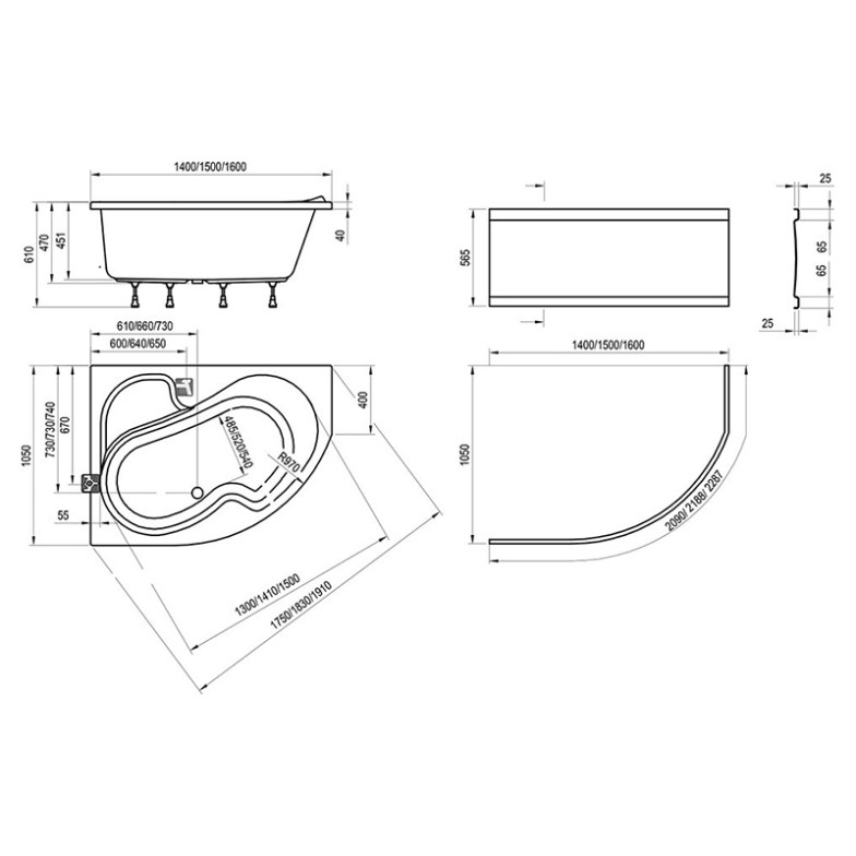 Акрилова ванна Rosa 150х105 права Ravak  (CJ01000000)