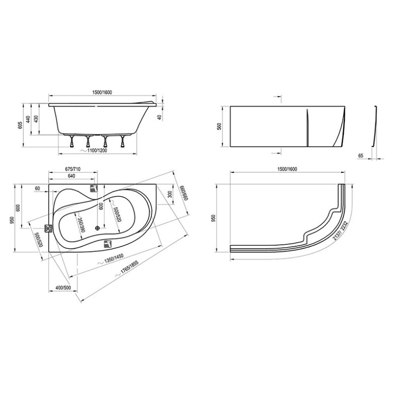 Акрилова ванна Rosa 95 160х95 права Ravak  (C581000000)