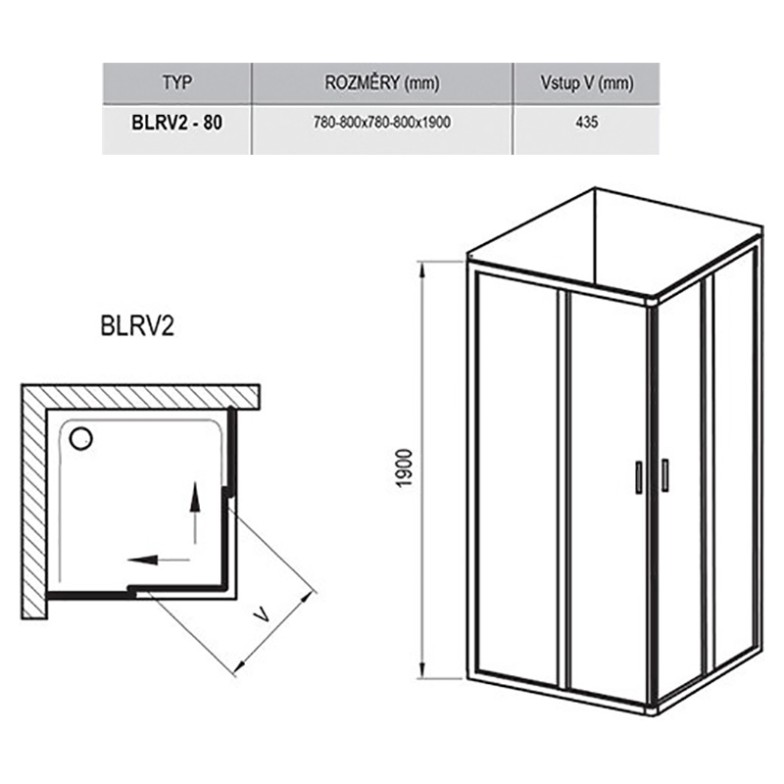 Душова штора BLRV2-80 Grape Ravak  (1LV40C00ZG)