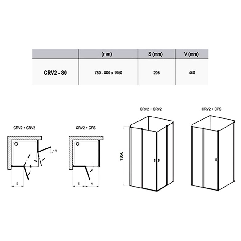 Душова штора CRV 2-80 Transparent Ravak  (1QV40C00Z1)