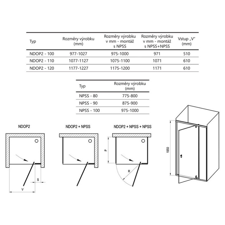 Душові двері NDOP 2-100 Transparent+чорний Ravak  (03OA0300Z1)