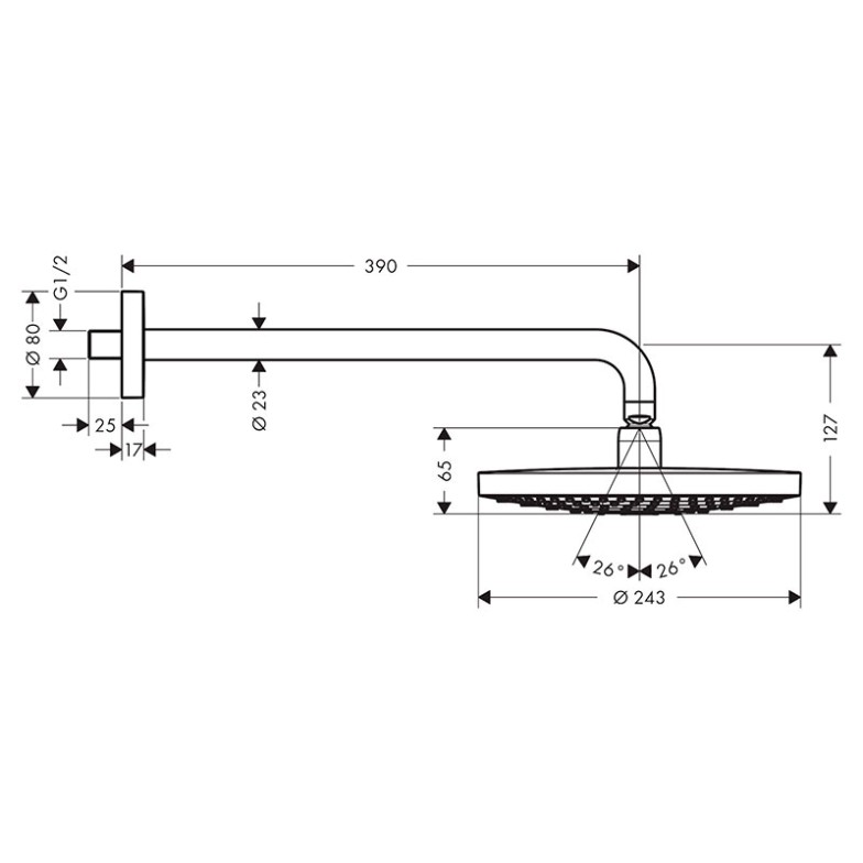 Верхній душ Raindance Select S 240 з тримачем HansGrohe  (26466000)