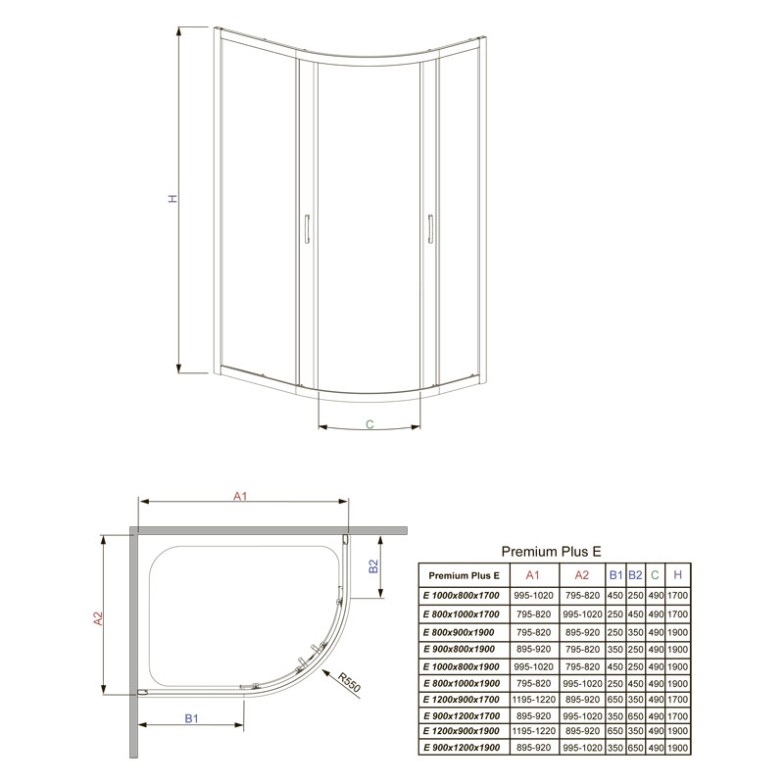 Душова кабіна Premium Plus E 80x100 Radaway  (30481-01-08N)