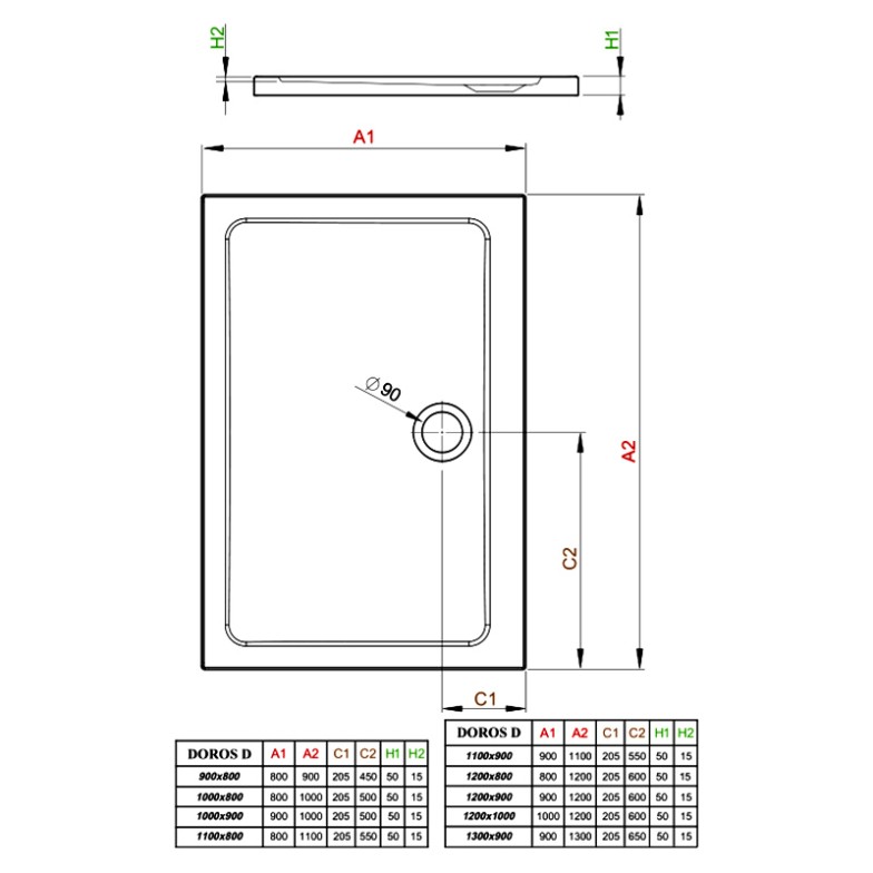 Піддон Doros Plus D 110x90 Radaway  (SDRPD1190-01)