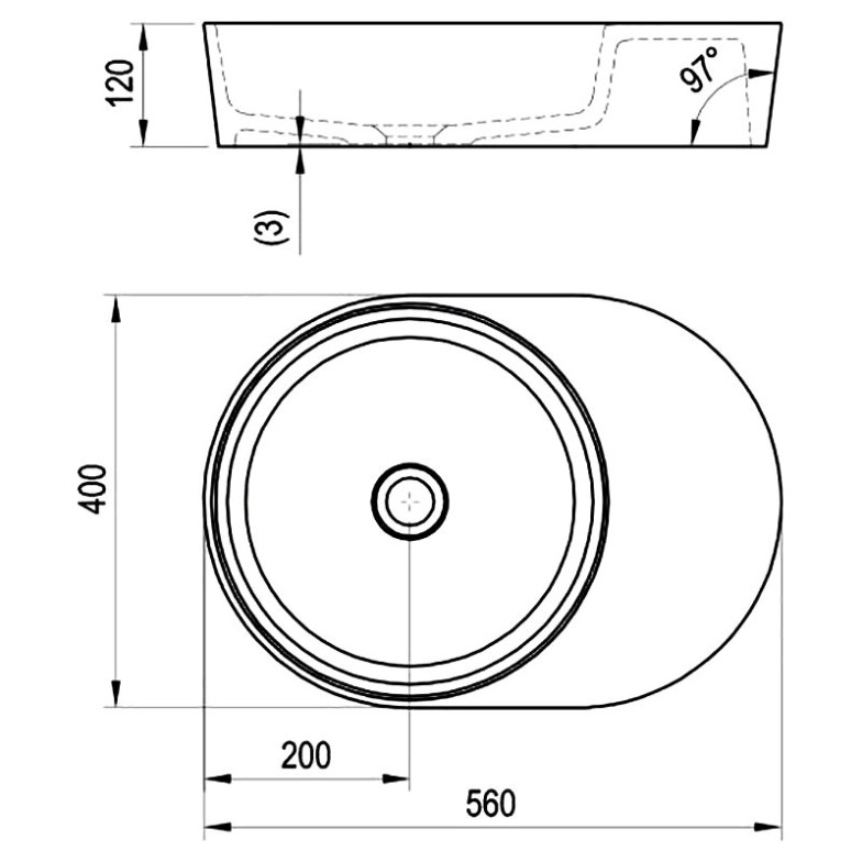 Раковина Moon 2S 56 накладна Ravak  (XJN01300003)