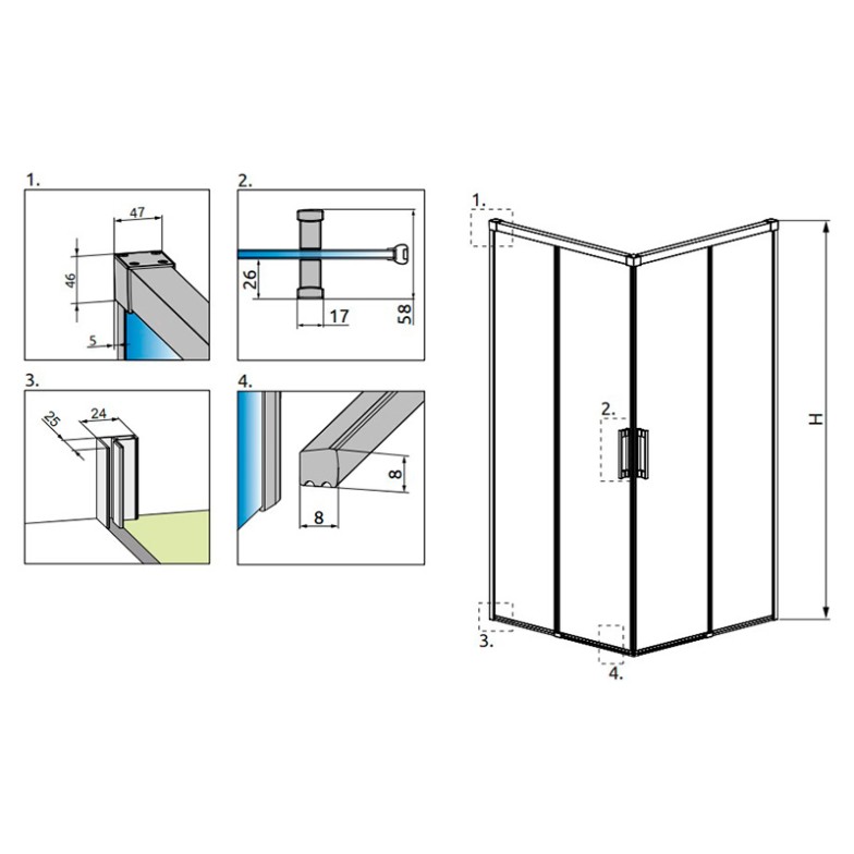 Душова стінка Idea KDD 80 L Radaway  (387061-01-01L)