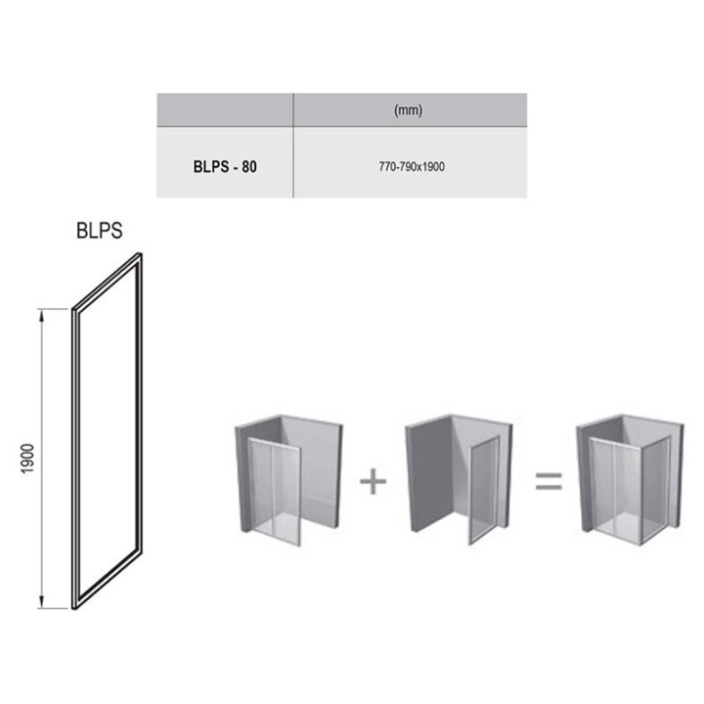 Душова стінка BLPS-80 Transparent + білий Ravak  (9BH40100Z1)
