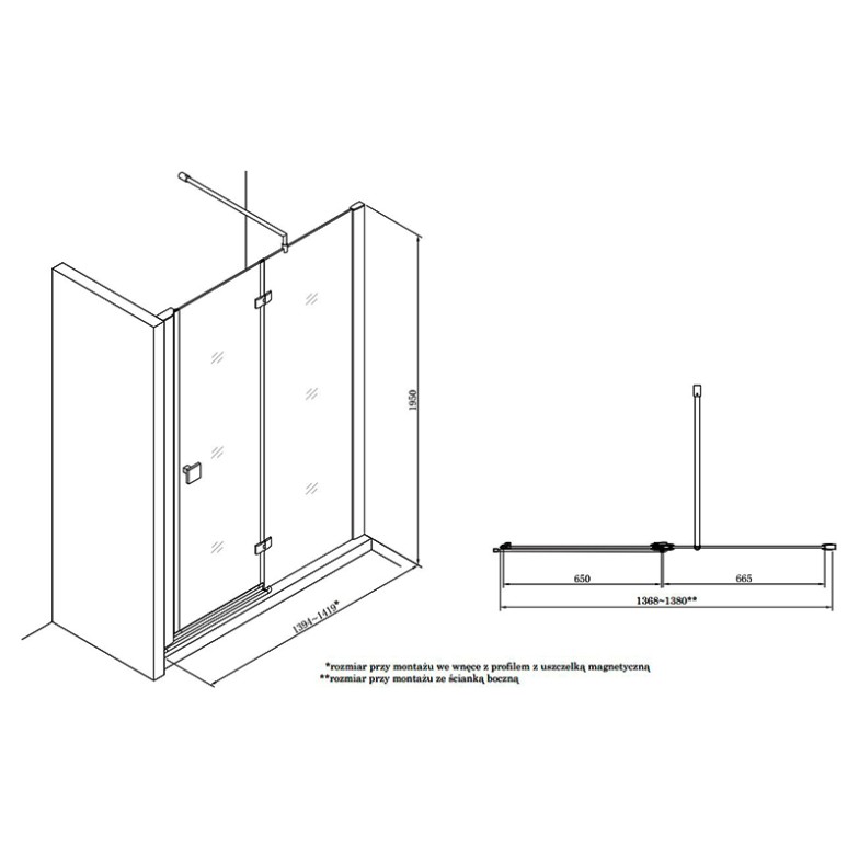 Душові двері Metropolis 140 Roca  (AMP3414012M)