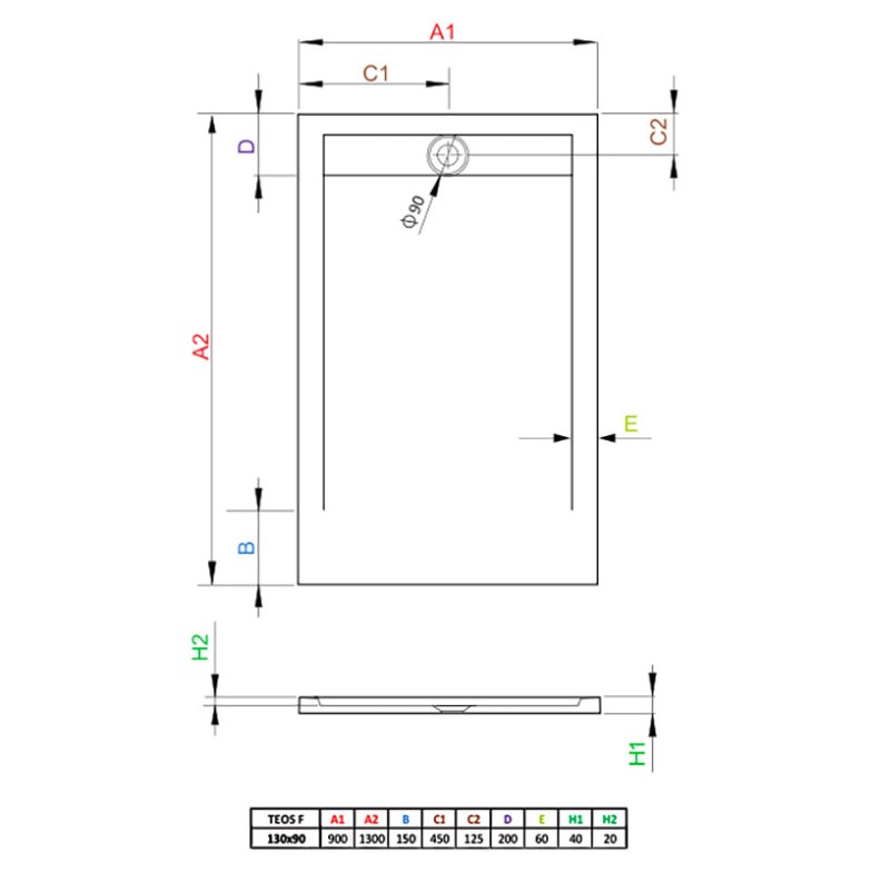 Піддон Teos F 140x90 Radaway  (HTF13090-04)