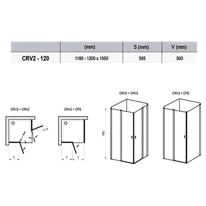 Душова штора CRV 2-120 Transparent Ravak  (1QVG0C00Z1)