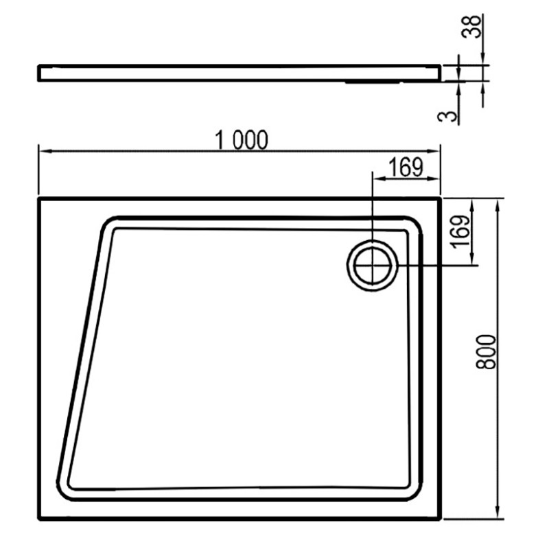 Піддон Gigant Pro 10 ° 100x80 L Ravak  (XA05A40101L)