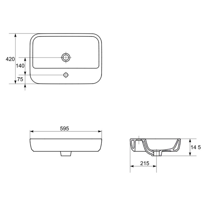 Раковина Caspia Square 60 накладна Cersanit  (K11-0095-EX2/K11-0095)