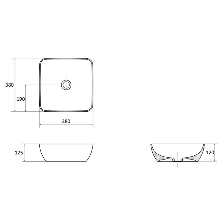 Раковина Uni 38 S Slim накладна Ravak  (XJX01138001)