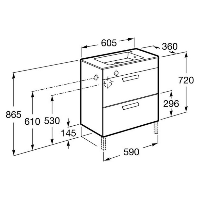 Тумба і раковина Debba 60, білий глянець Roca  (A855905806)