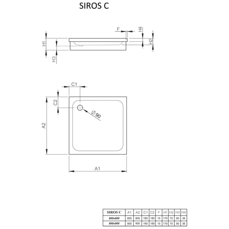 Піддон Siros Compact C90 Radaway  (SBC9917-2)