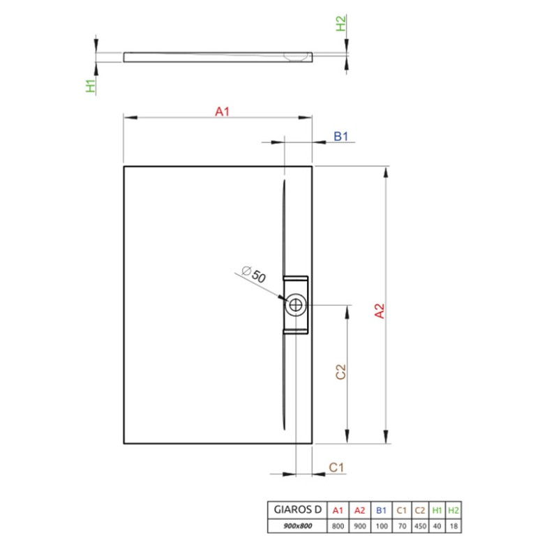 Піддон Giaros D 90x80 Radaway  (M3GRD9080)